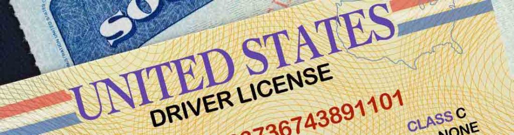 United States Drivers License and Social Security Card used in KYC compliance programs and identity verification.