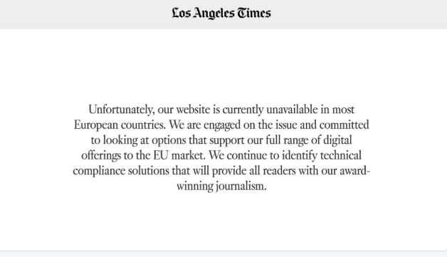 effect of gdpr on la times